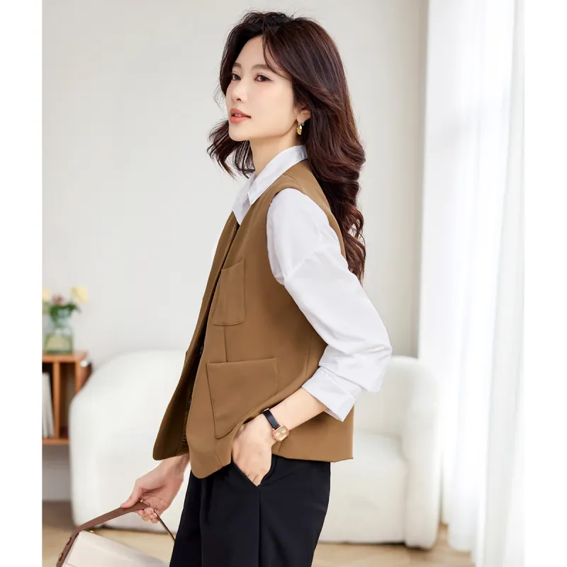 TERRE BLEUE Spring Fall Vest Loose Fit Women's-5