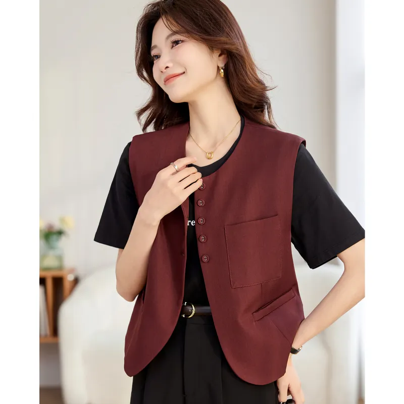 TERRE BLEUE Spring Fall Vest Loose Fit Women's-7