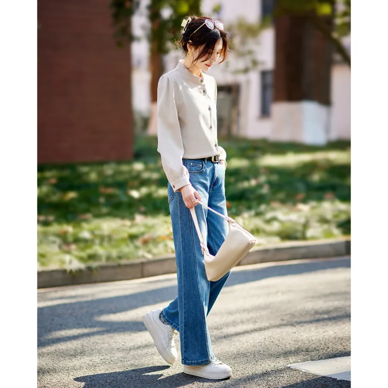 TERRE BLEUE Spring Fall Winter Shirt Loose Fit Women's-3