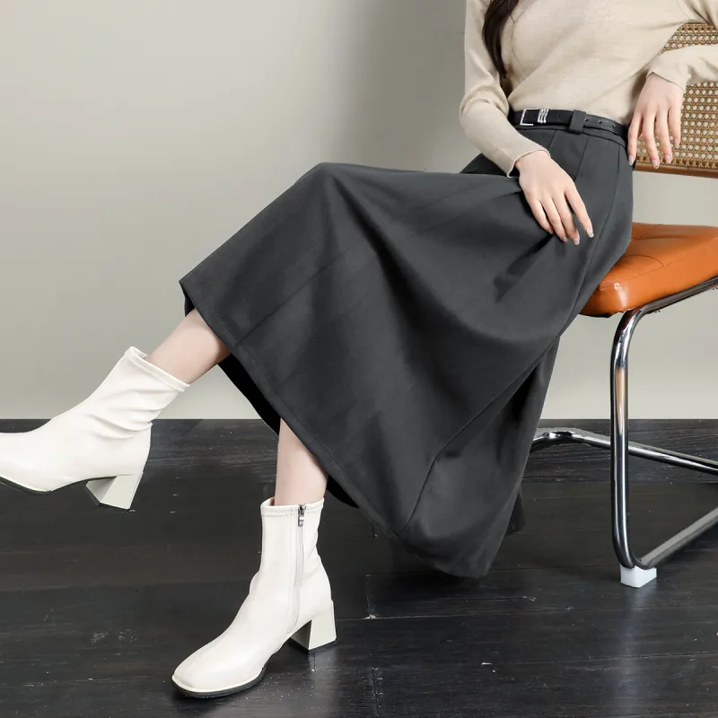 TERRE BLEUE Casual Long Skirt Women's Gray-2