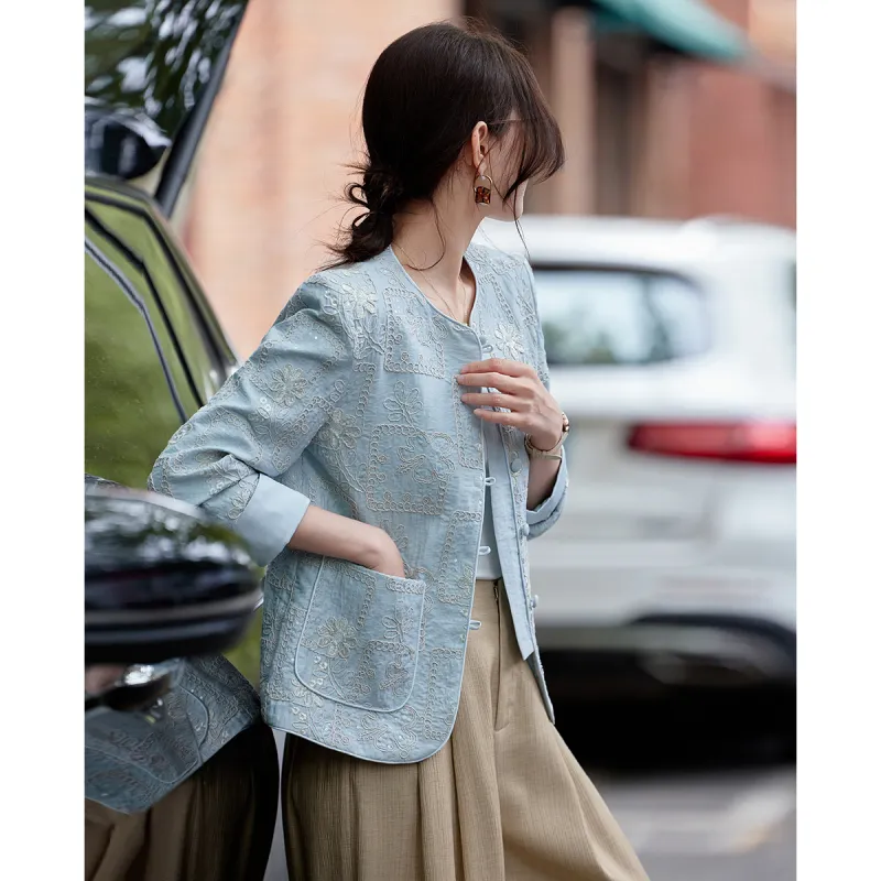 TERRE BLEUE Cropped Coat Women's-8