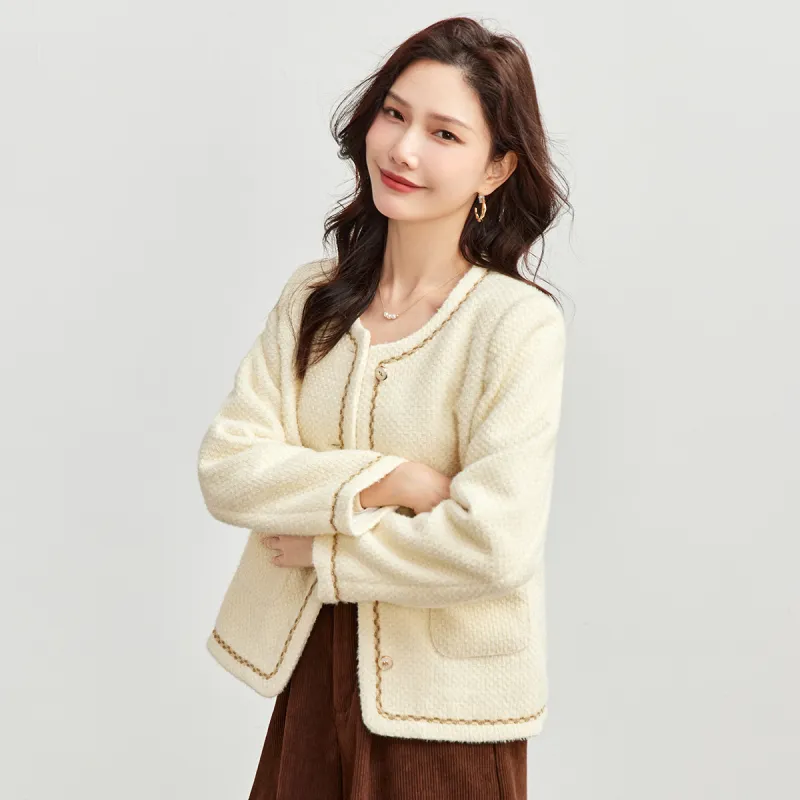TERRE BLEUE Cropped Coat Women's Apricot-6