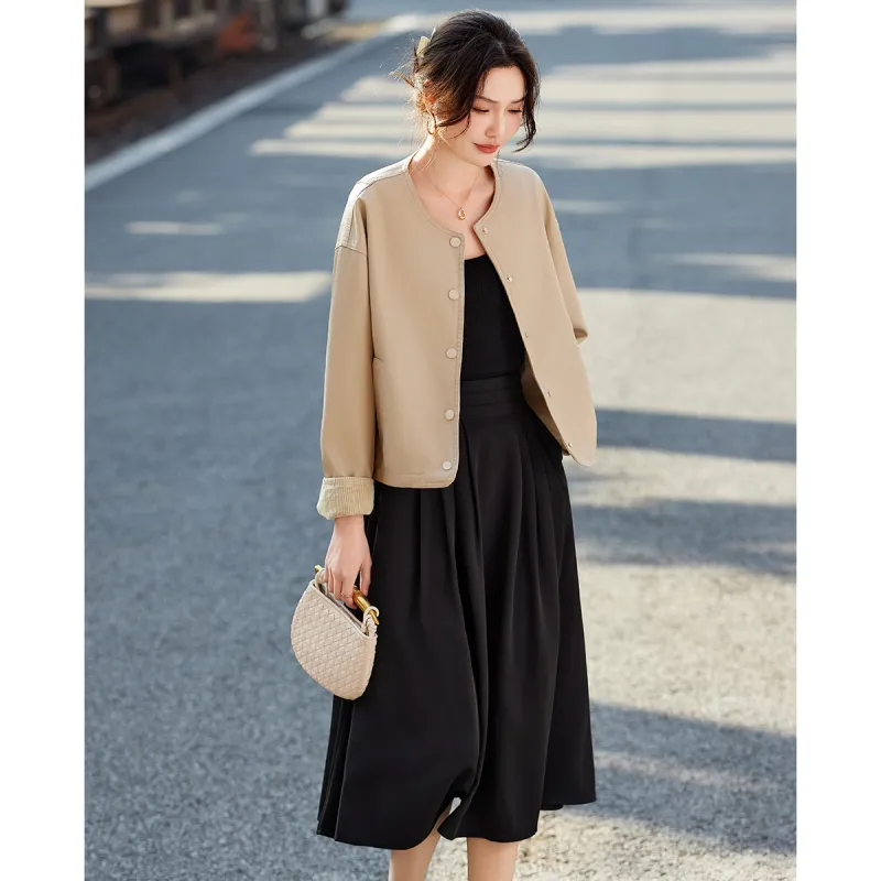 TERRE BLEUE Spring, Fall Leather Jacket Loose Fit Women's-13