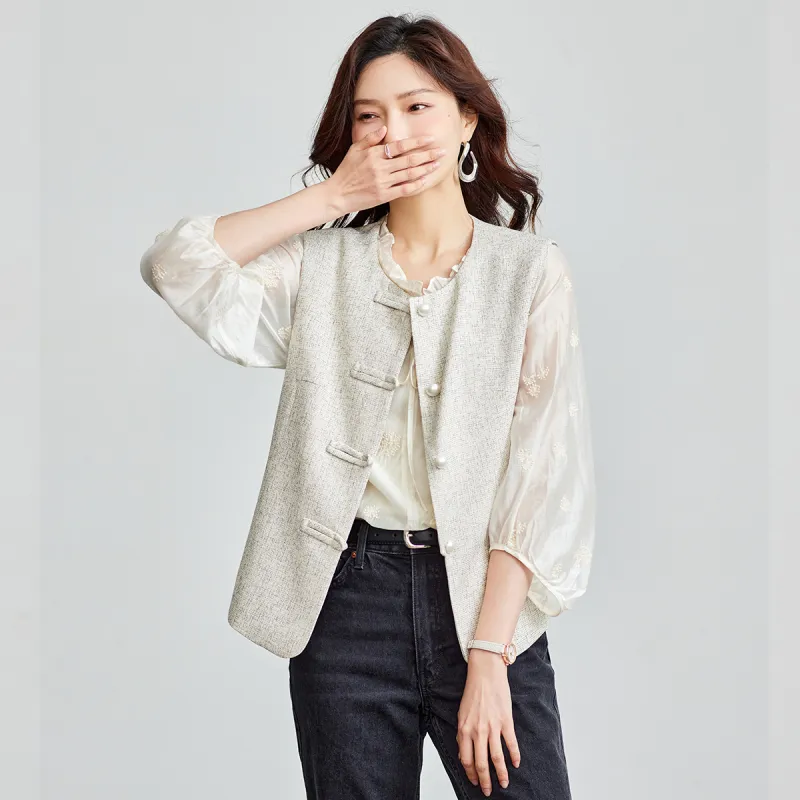 TERRE BLEUE Spring Fall Vest Loose Fit Women's-9
