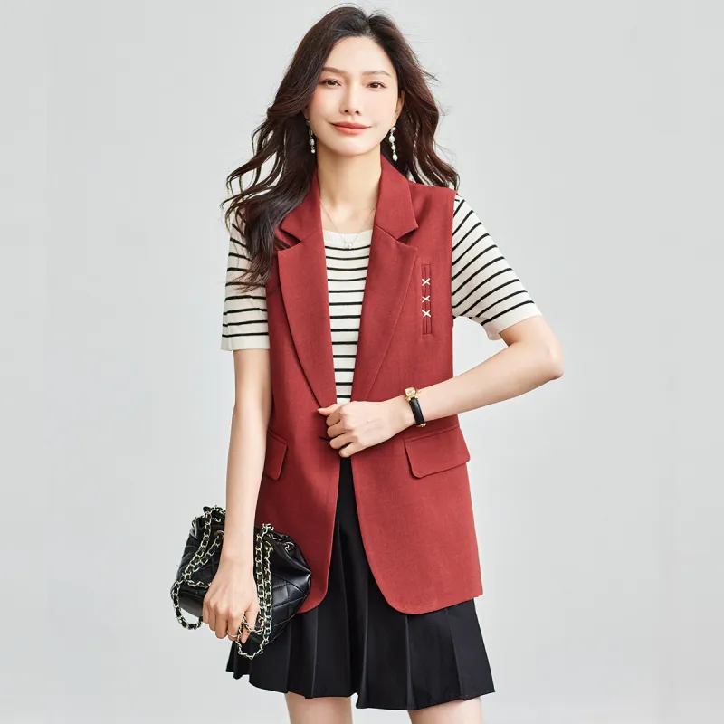TERRE BLEUE Spring Fall Vest Loose Fit Women's-13