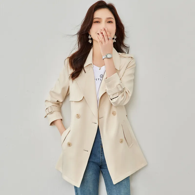 TERRE BLEUE Trench Coat Women's Ecru-1