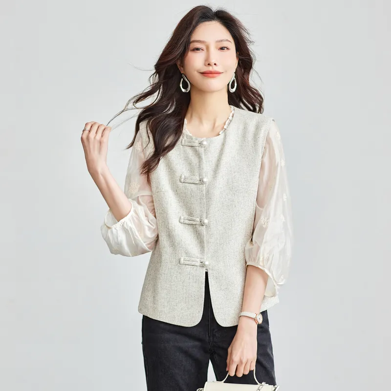 TERRE BLEUE Spring Fall Vest Loose Fit Women's-8