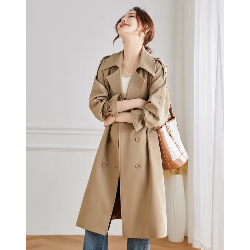 TERRE BLEUE Trench Coat Women's Khaki-5