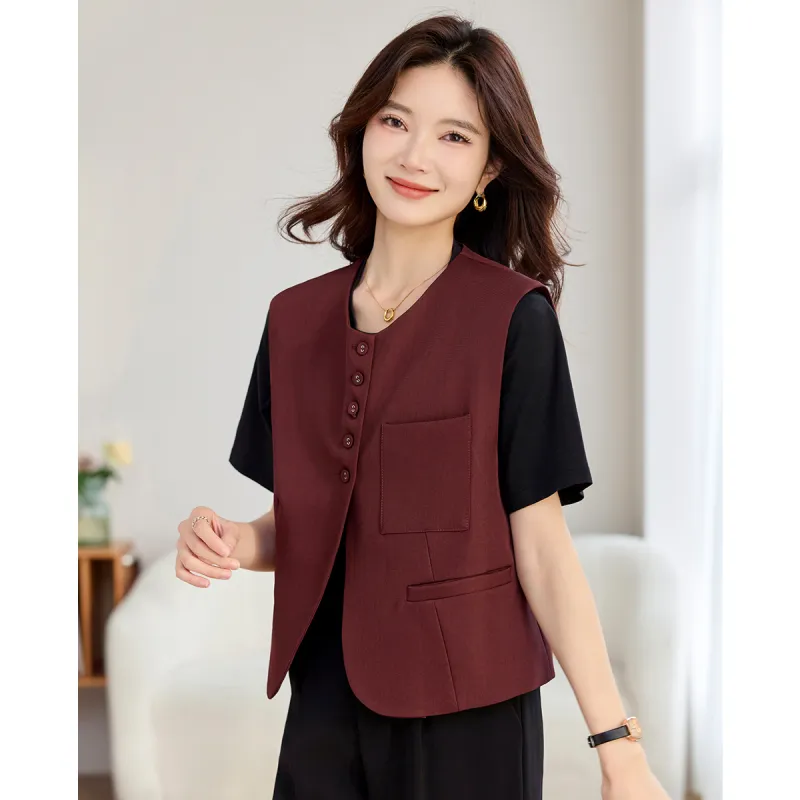 TERRE BLEUE Spring Fall Vest Loose Fit Women's-8