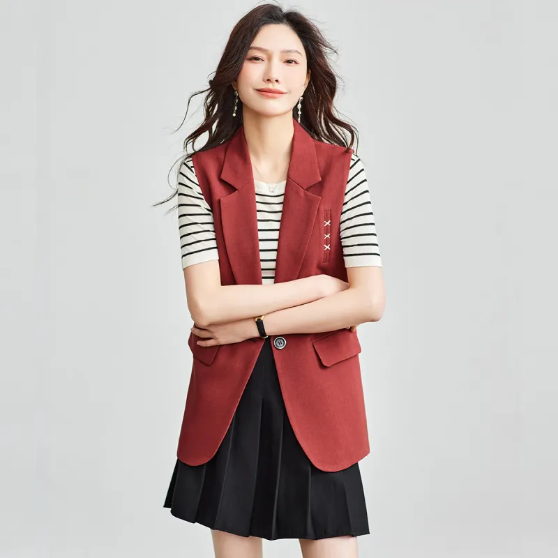 TERRE BLEUE Spring Fall Vest Loose Fit Women's-14