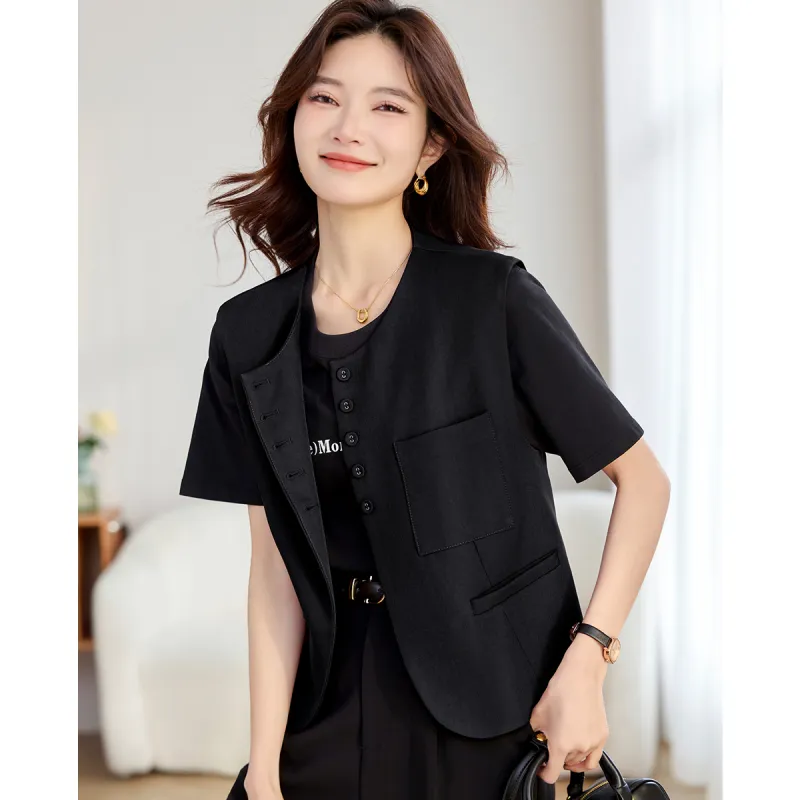 TERRE BLEUE Spring Fall Vest Loose Fit Women's-3