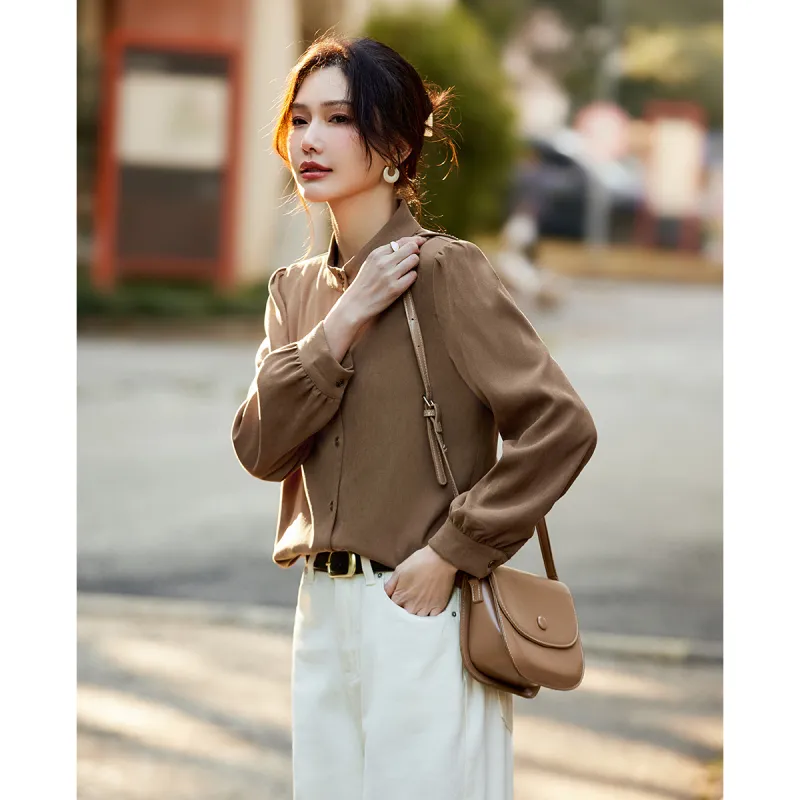 TERRE BLEUE Spring Fall Winter Shirt Loose Fit Women's-7