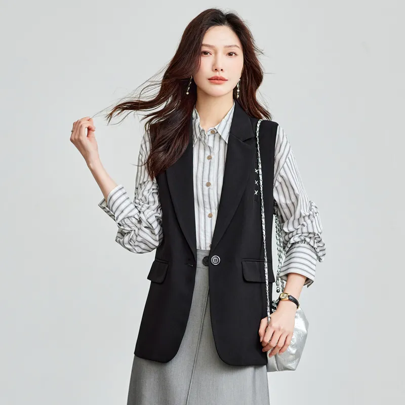 TERRE BLEUE Spring Fall Vest Loose Fit Women's-3