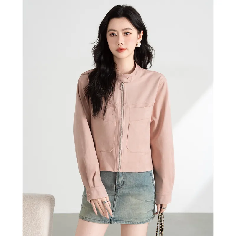 TERRE BLEUE Cropped Coat Loose Fit Women's-7