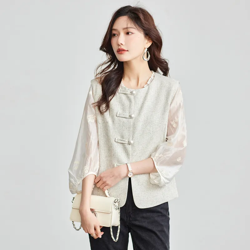 TERRE BLEUE Spring Fall Vest Loose Fit Women's-7