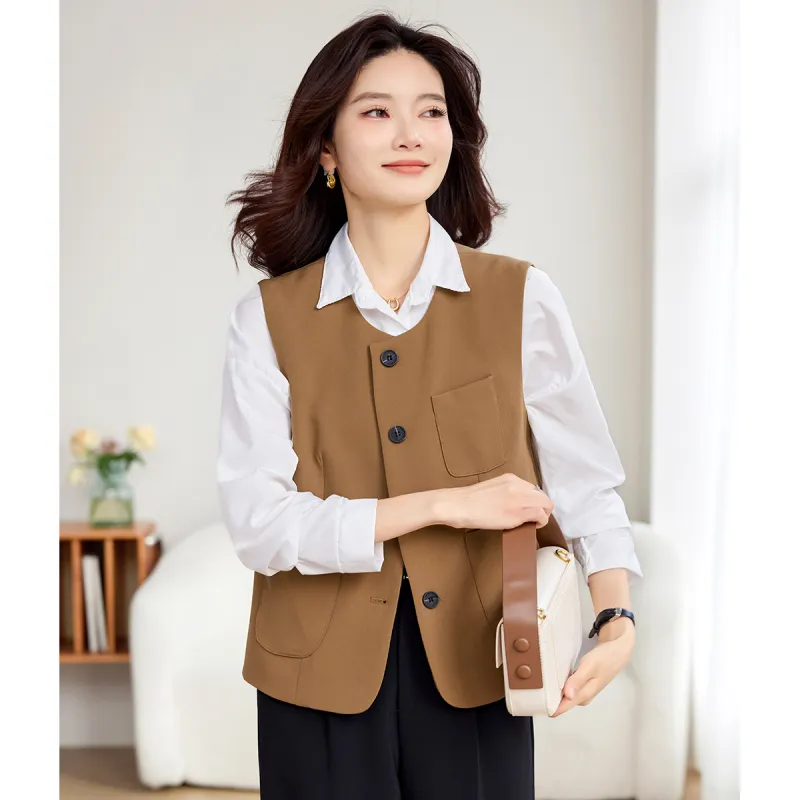 TERRE BLEUE Spring Fall Vest Loose Fit Women's-6