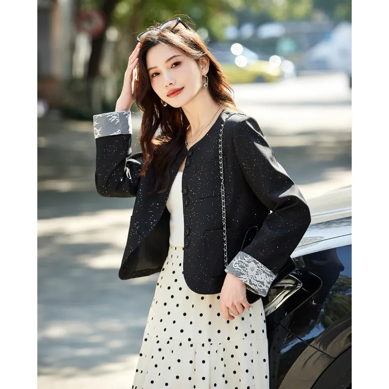 TERRE BLEUE Spring, Fall Cropped Coat Loose Fit Women's-1