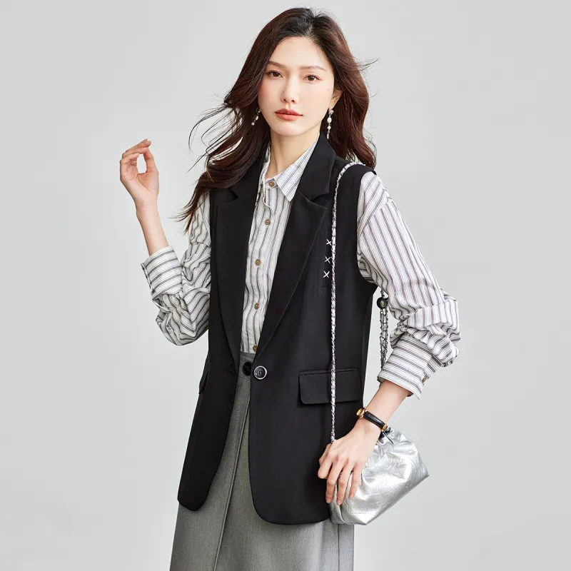 TERRE BLEUE Spring Fall Vest Loose Fit Women's-1