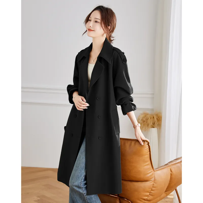 TERRE BLEUE Trench Coat Women's Khaki-12