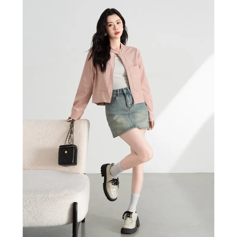 TERRE BLEUE Cropped Coat Loose Fit Women's-5