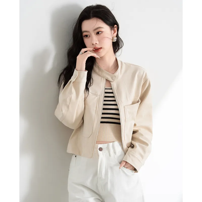 TERRE BLEUE Cropped Coat Loose Fit Women's-0