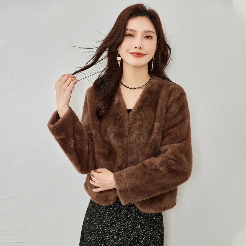 TERRE BLEUE Velvet feel Coat Women's Coffee-2