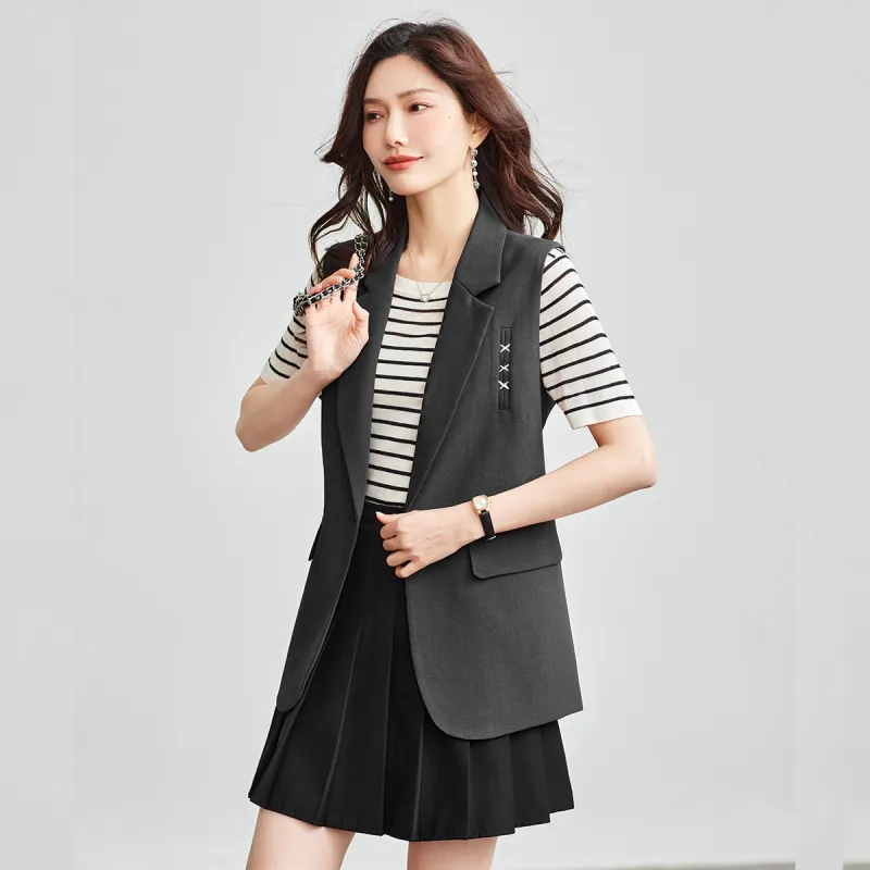 TERRE BLEUE Spring Fall Vest Loose Fit Women's-8