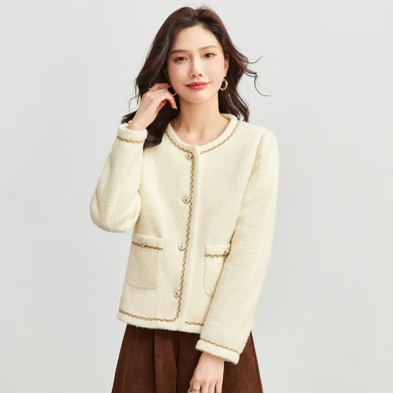 TERRE BLEUE Cropped Coat Women's Apricot-4