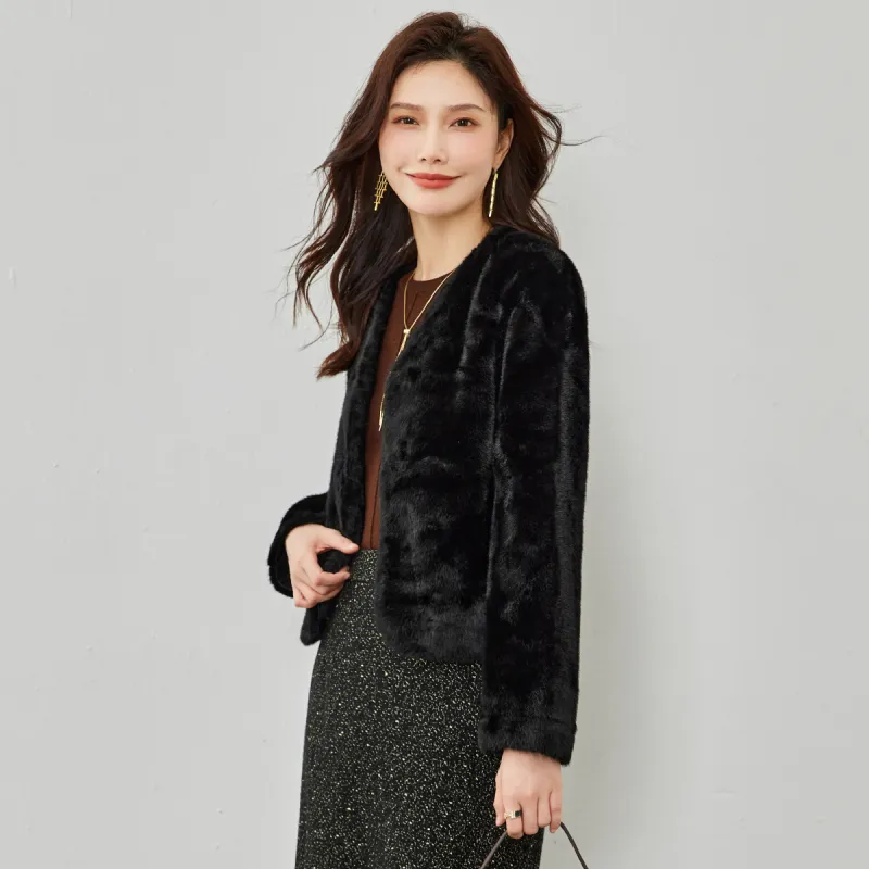 TERRE BLEUE Velvet feel Coat Women's Black-4