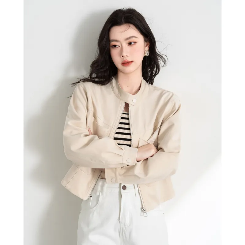TERRE BLEUE Cropped Coat Loose Fit Women's-1