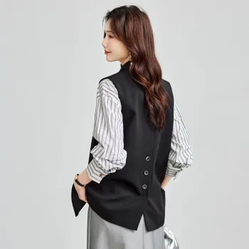 TERRE BLEUE Spring Fall Vest Loose Fit Women's