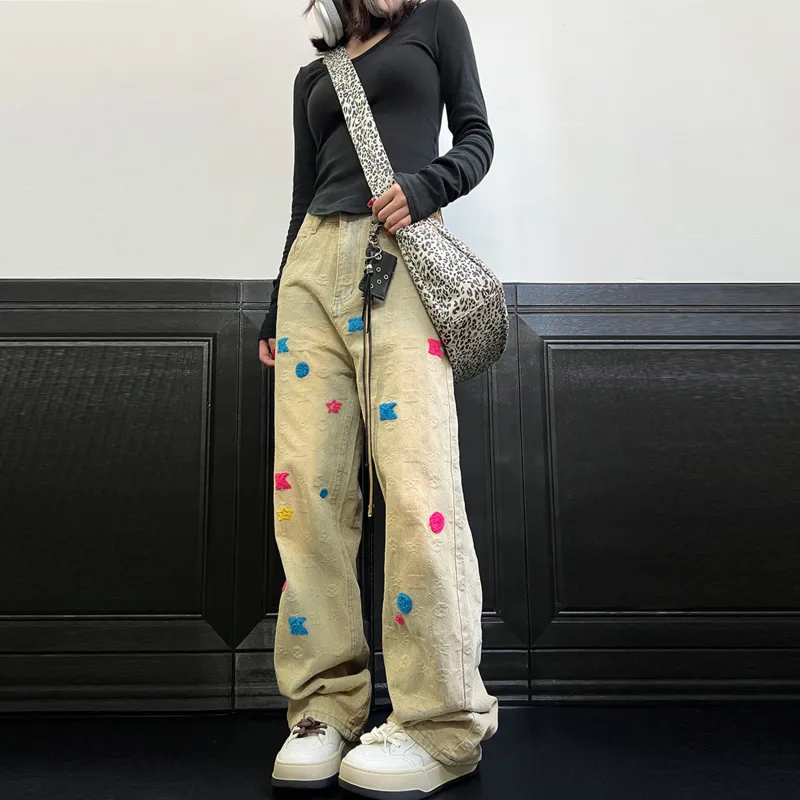WELTER EXPERIMENT Trendy Versatile Jeans Unisex Yellow Mud Dyed-3