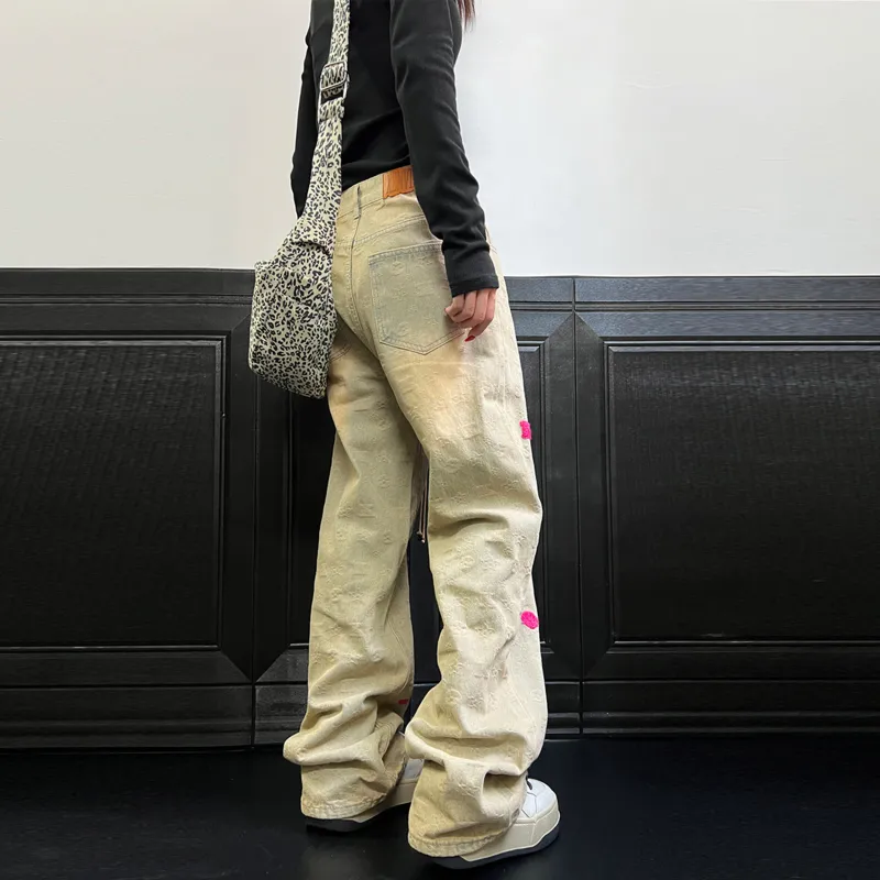WELTER EXPERIMENT Trendy Versatile Jeans Unisex Yellow Mud Dyed-4