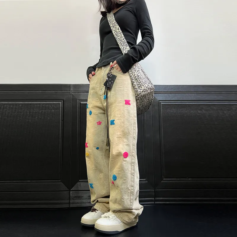 WELTER EXPERIMENT Trendy Versatile Jeans Unisex Yellow Mud Dyed-2