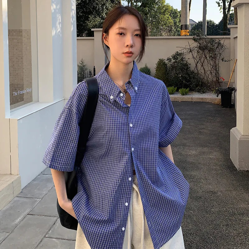TESTUNG Shirt Unisex Blue Plaid Element-13