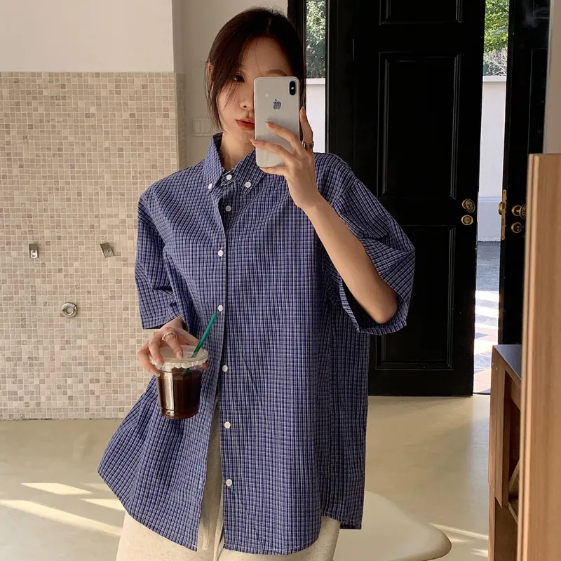 TESTUNG Shirt Unisex Blue Plaid Element-12