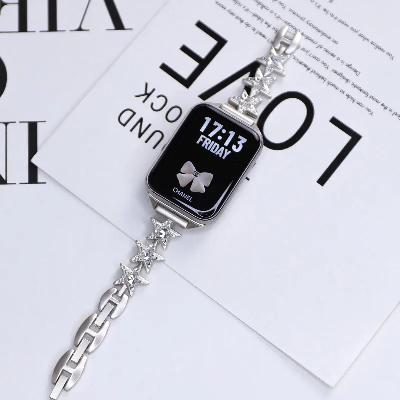 QIAOMISHI Five Pointed Star Xiaomi Compatibility Watch Band 14cm Alloy-3