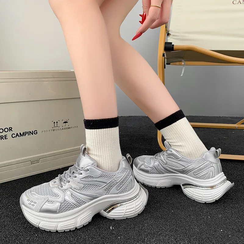 Alxnan Breathable Low Top Chunky Sneakers Women's-16