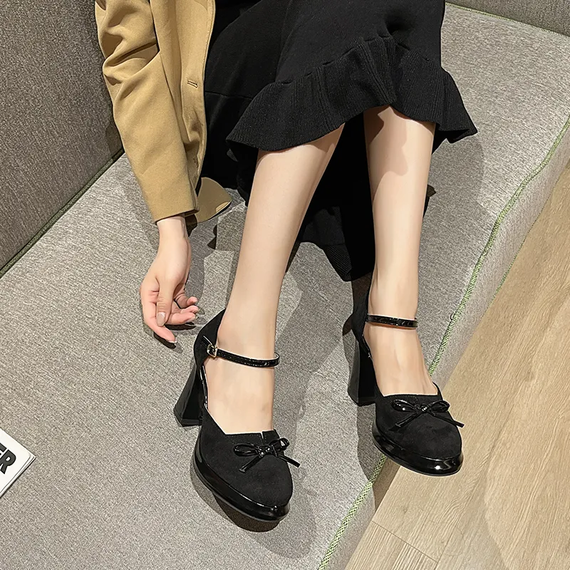 Alxnan Chunky Heel High Heels Women's-3