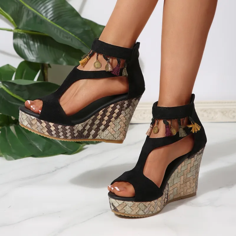 Alxnan Roman Sandals Women's Black-1