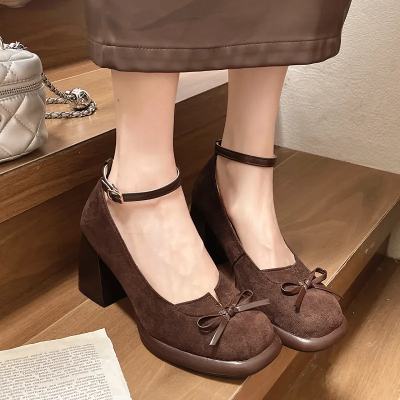 Alxnan Chunky Heel High Heels Women's-6