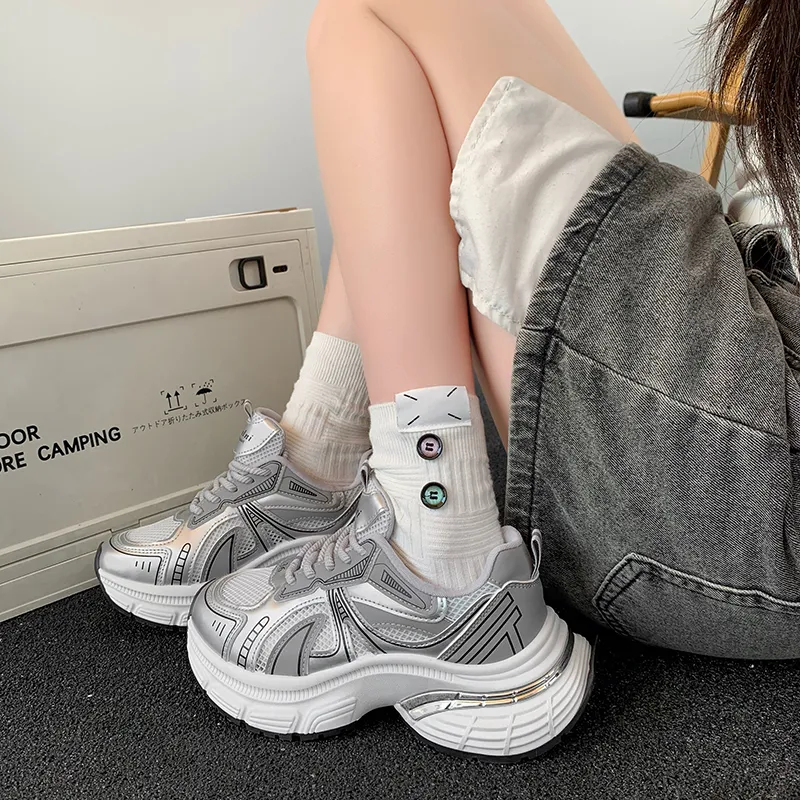 Alxnan Breathable Low Top Chunky Sneakers Women's-17
