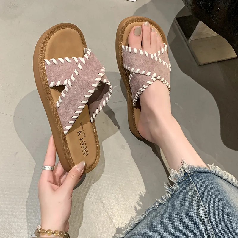 Alxnan Rubber Sole Slip Resistant Slide Slippers Women's Box-22