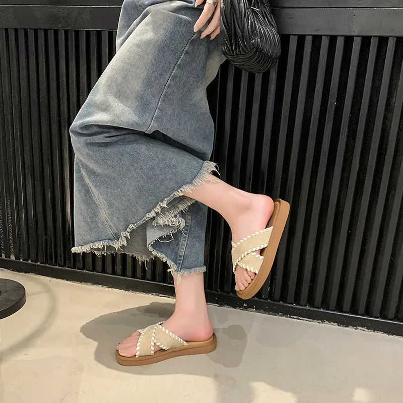 Alxnan Rubber Sole Slip Resistant Slide Slippers Women's Box-11