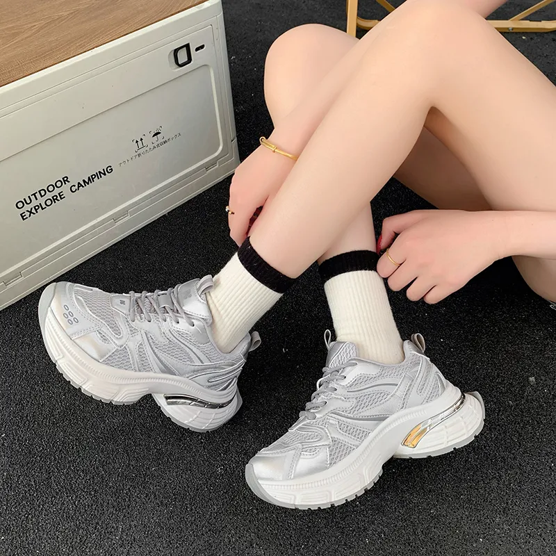 Alxnan Breathable Low Top Chunky Sneakers Women's-17