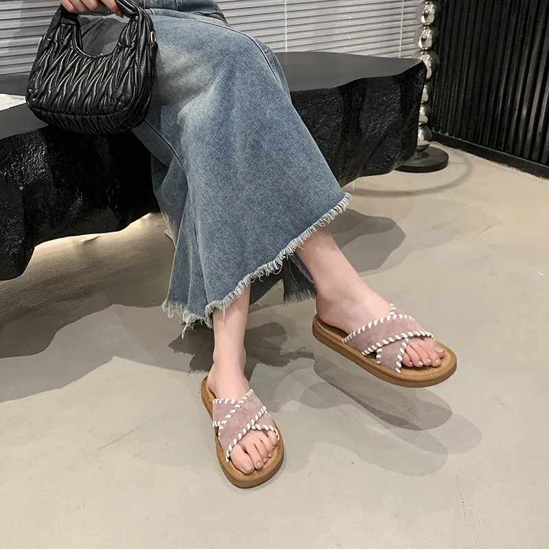Alxnan Rubber Sole Slip Resistant Slide Slippers Women's Box-8
