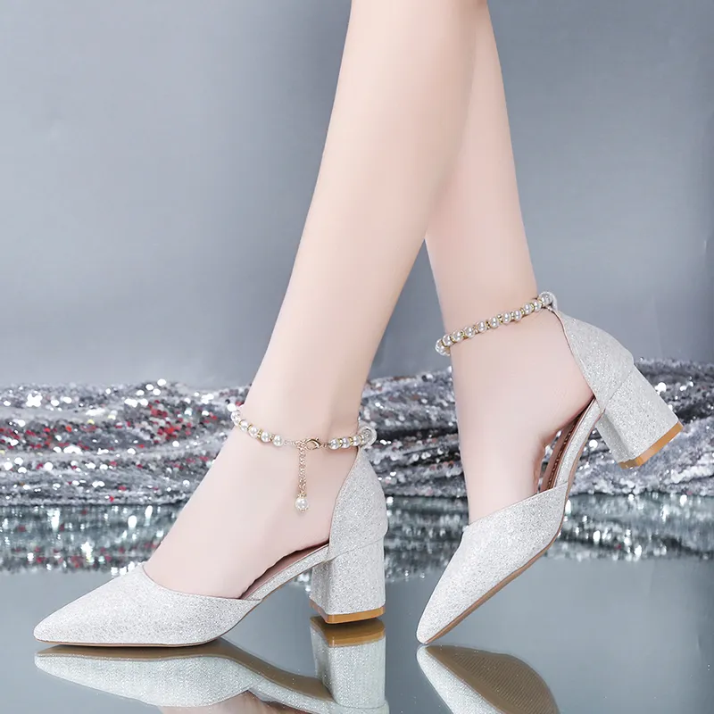 Alxnan High Heels Women's Silver/Champagne-5