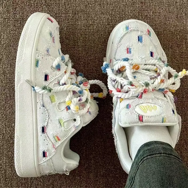 Alxnan Low Top Skateboard Shoes Women's Rainbow-5