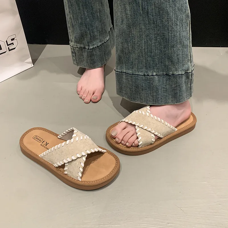 Alxnan Rubber Sole Slip Resistant Slide Slippers Women's Box-16