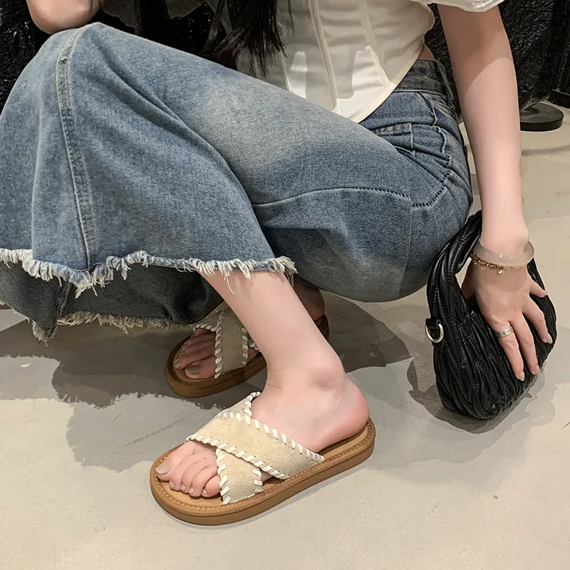 Alxnan Rubber Sole Slip Resistant Slide Slippers Women's Box-14